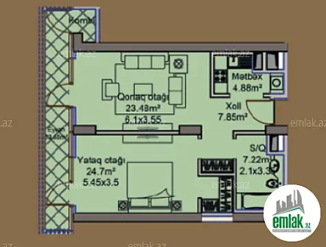 Satılır 2 otaqlı yeni tikili 82 m²