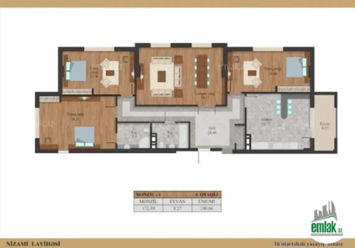 Satılır 5 otaqlı yeni tikili 185 m²