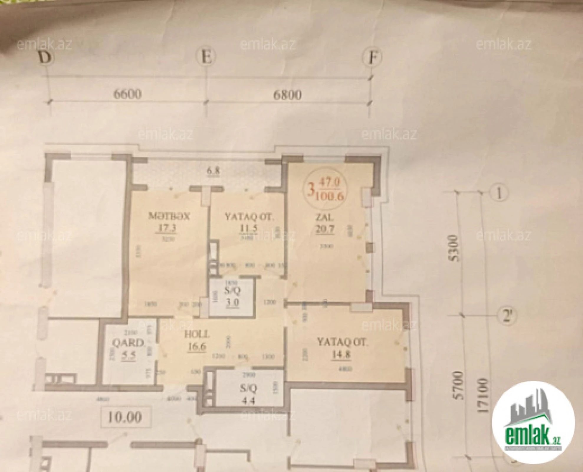 Satılır 3 otaqlı yeni tikili 100.6 m²