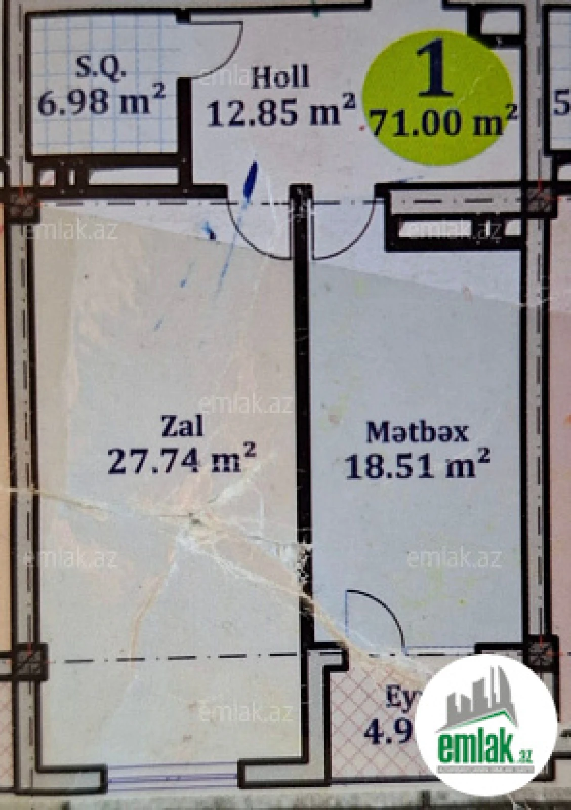 Satılır 2 otaqlı yeni tikili 71 m²