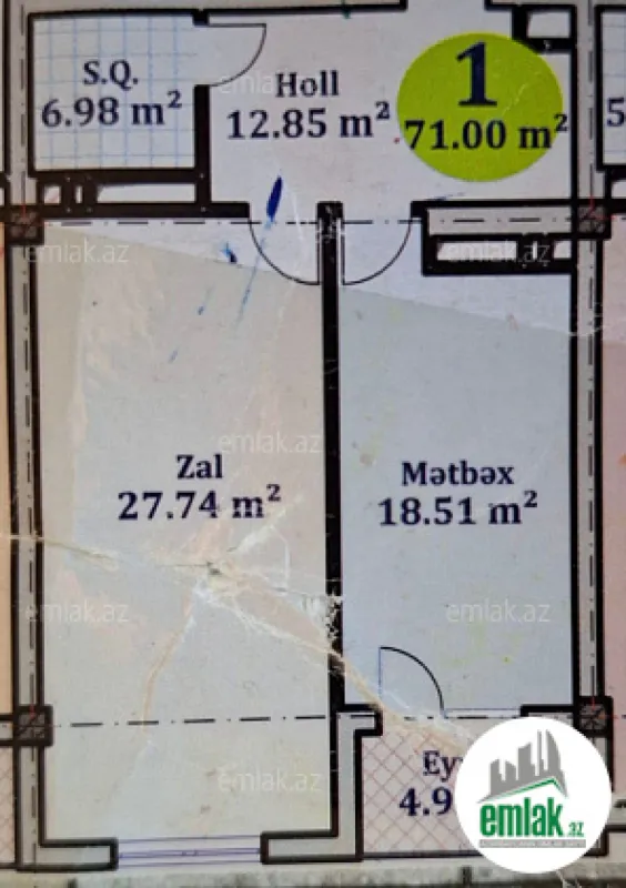Satılır 2 otaqlı yeni tikili 71 m²