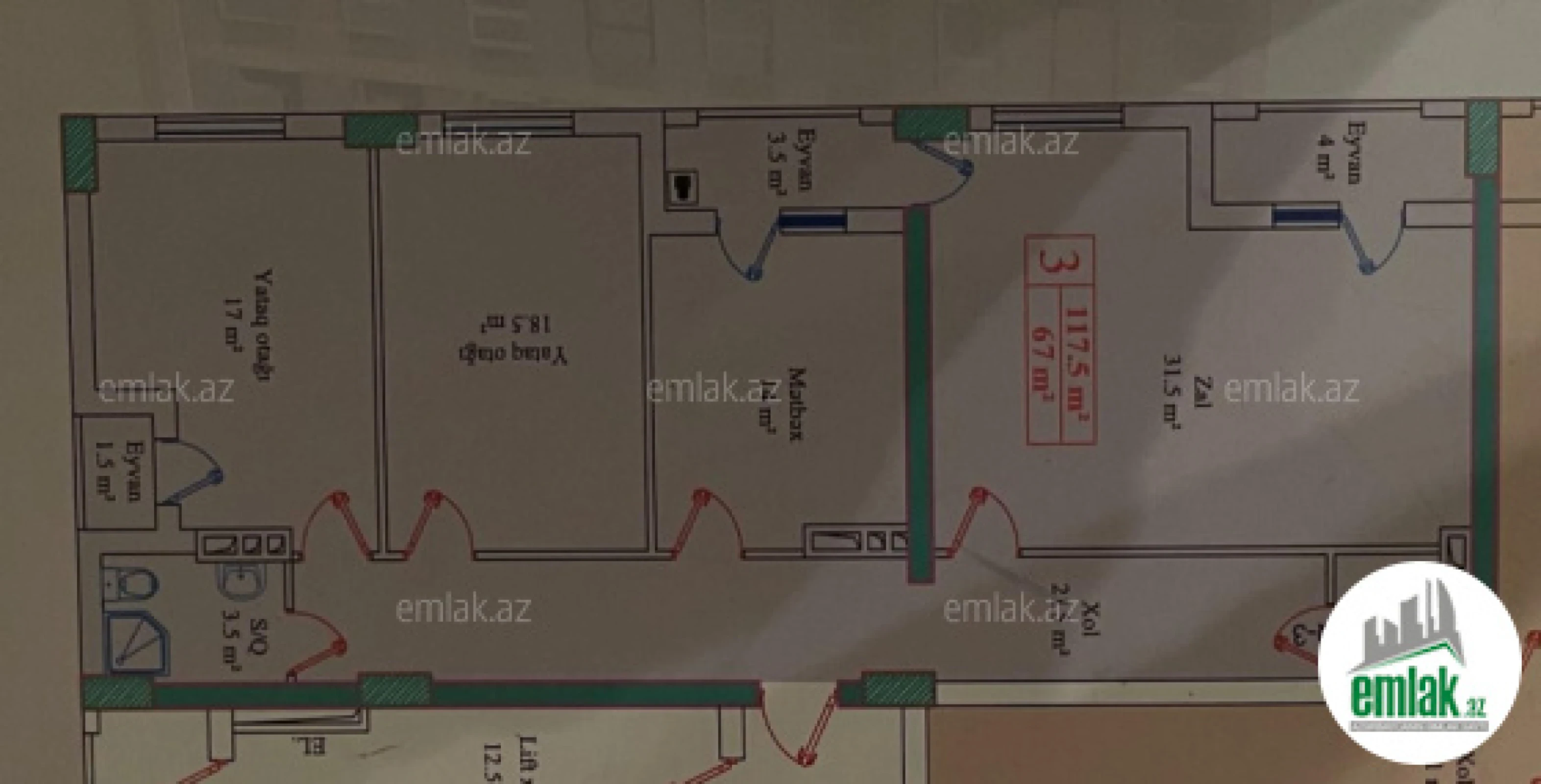 Satılır 3 otaqlı yeni tikili 120 m²