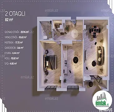 Satılır 2 otaqlı yeni tikili 82 m²