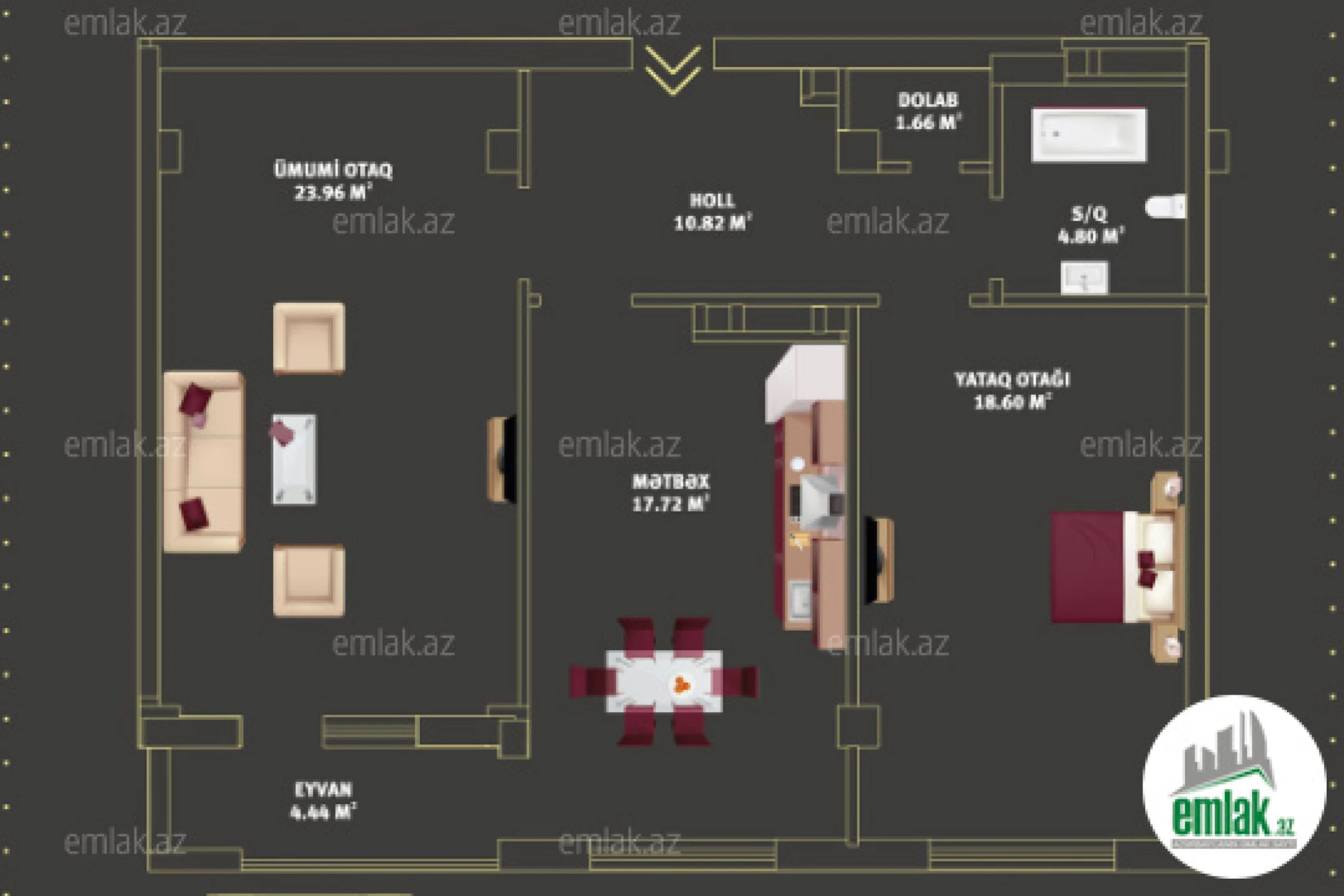 Satılır 2 otaqlı yeni tikili 84 m²