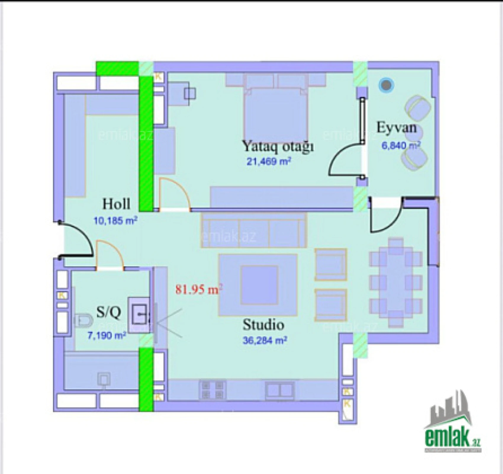 Satılır 2 otaqlı yeni tikili 82 m²