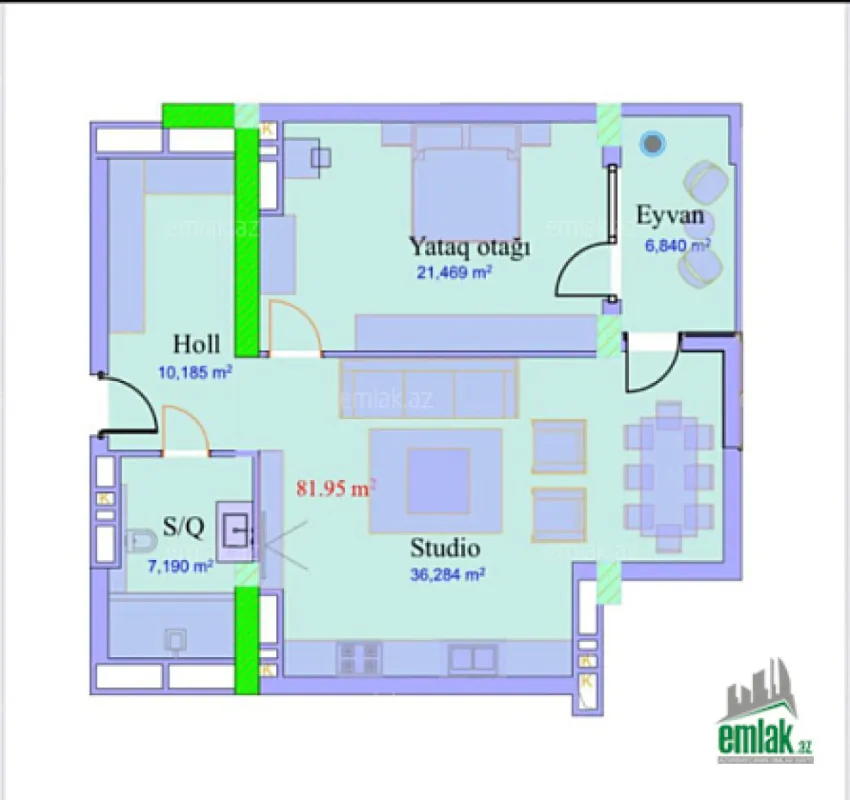 Satılır 2 otaqlı yeni tikili 82 m²