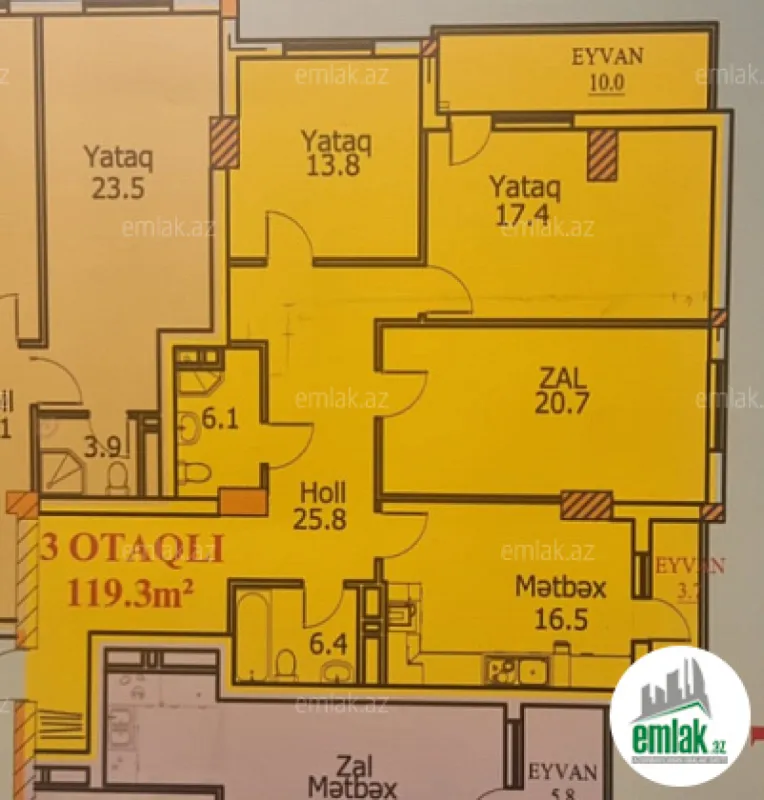 Satılır 3 otaqlı yeni tikili 120 m²