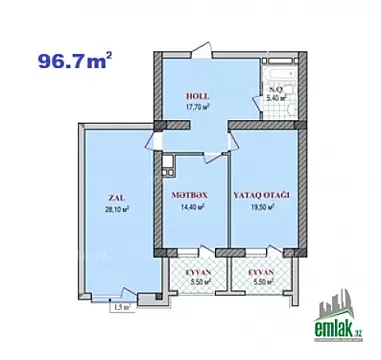 Satılır 3 otaqlı yeni tikili 96.7 m²