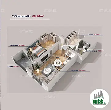 Satılır 2 otaqlı yeni tikili 65.41 m²