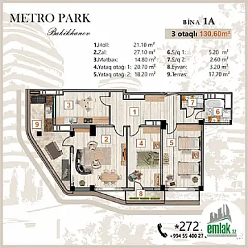 Satılır 3 otaqlı yeni tikili 130.6 m²