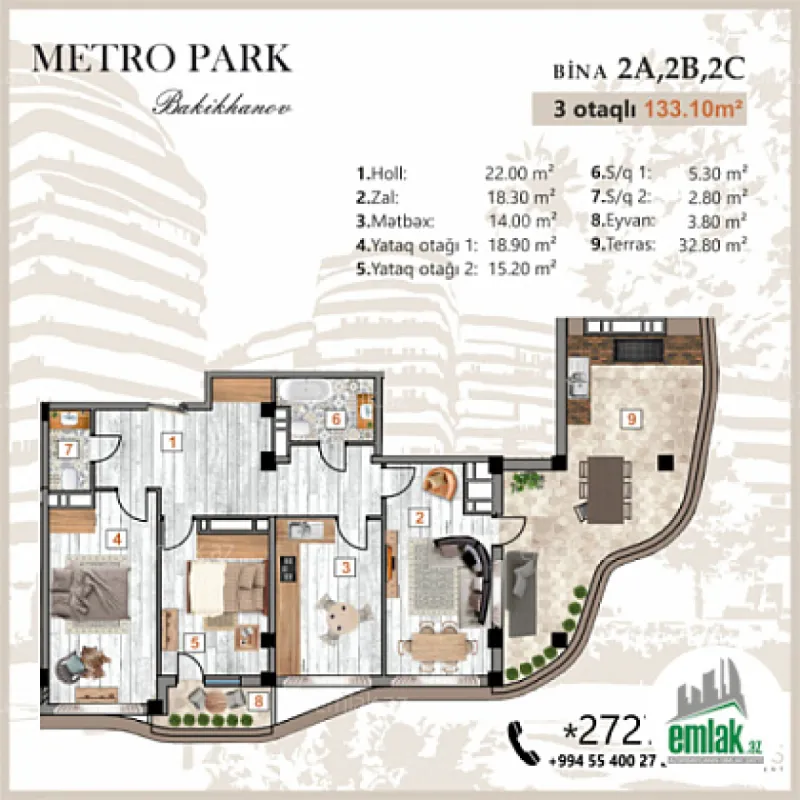 Satılır 3 otaqlı yeni tikili 133.1 m²