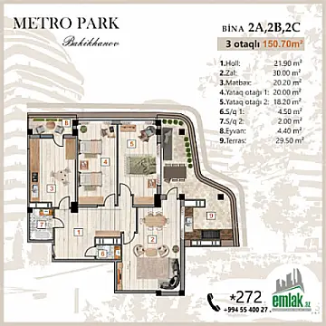 Satılır 3 otaqlı yeni tikili 150.7 m²