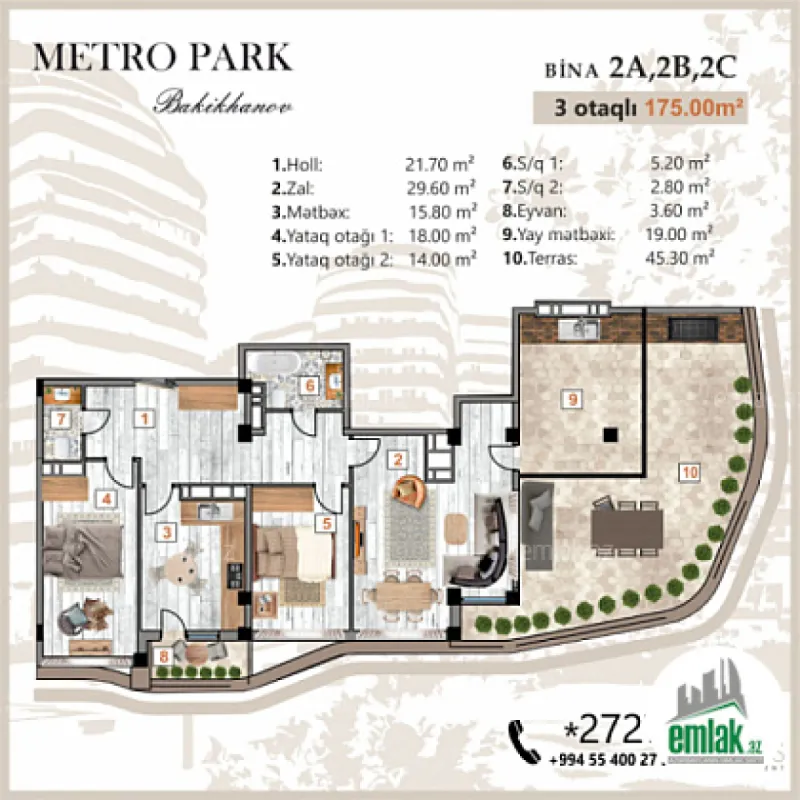 Satılır 3 otaqlı yeni tikili 175 m²