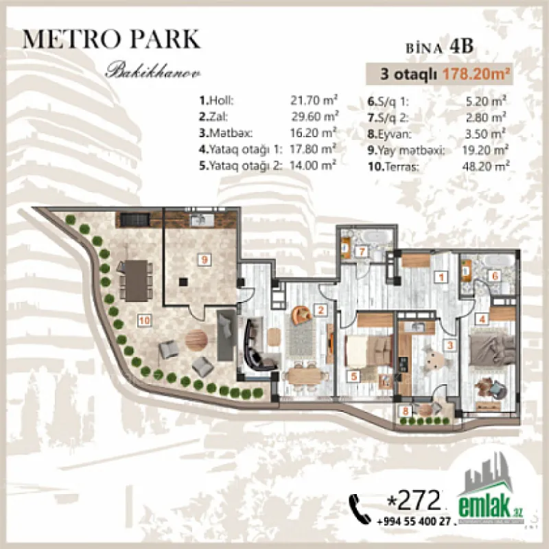 Satılır 3 otaqlı yeni tikili 178.2 m²