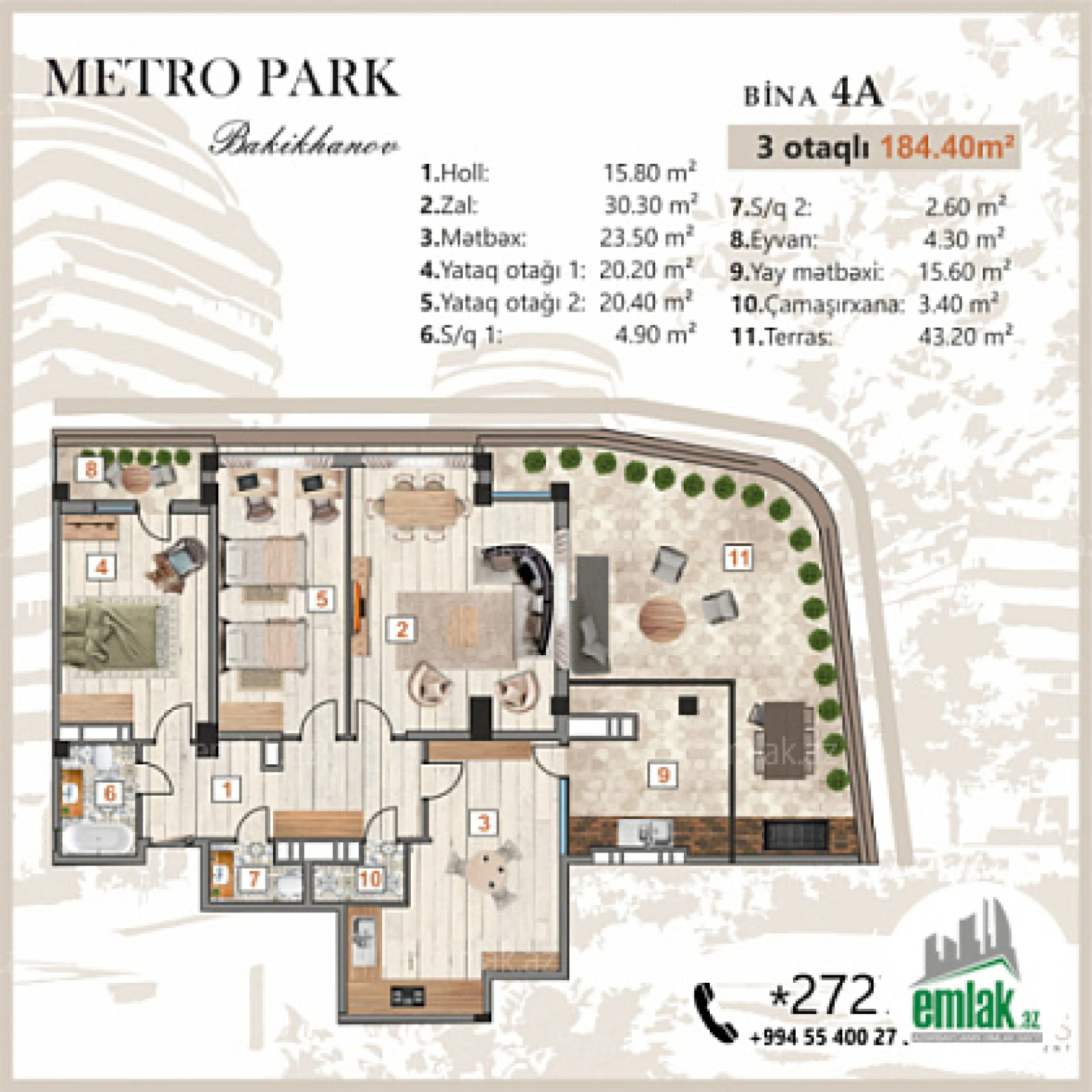 Satılır 3 otaqlı yeni tikili 184.4 m²