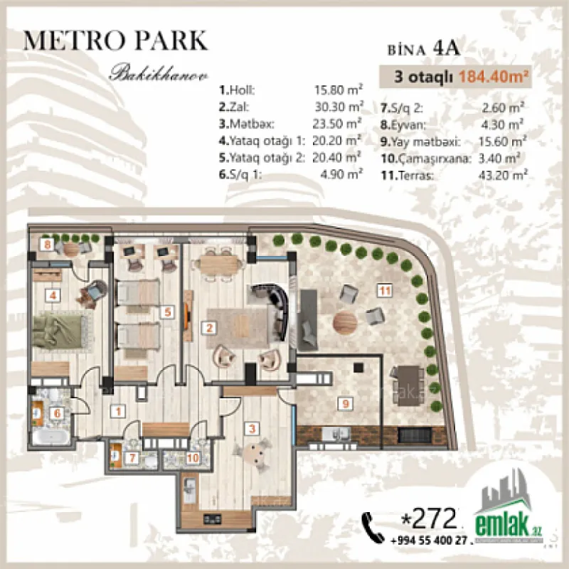 Satılır 3 otaqlı yeni tikili 184.4 m²