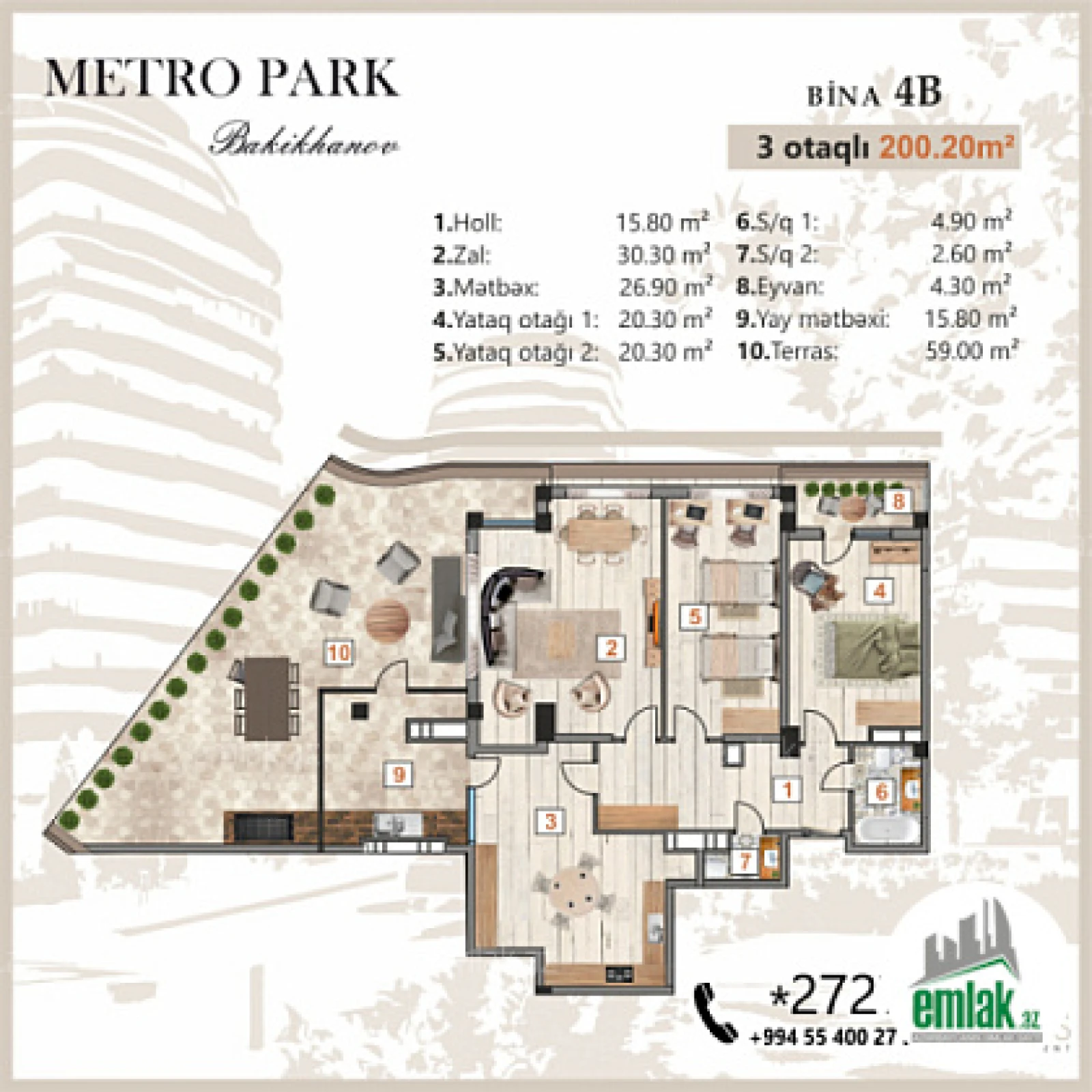 Satılır 3 otaqlı yeni tikili 200.2 m²