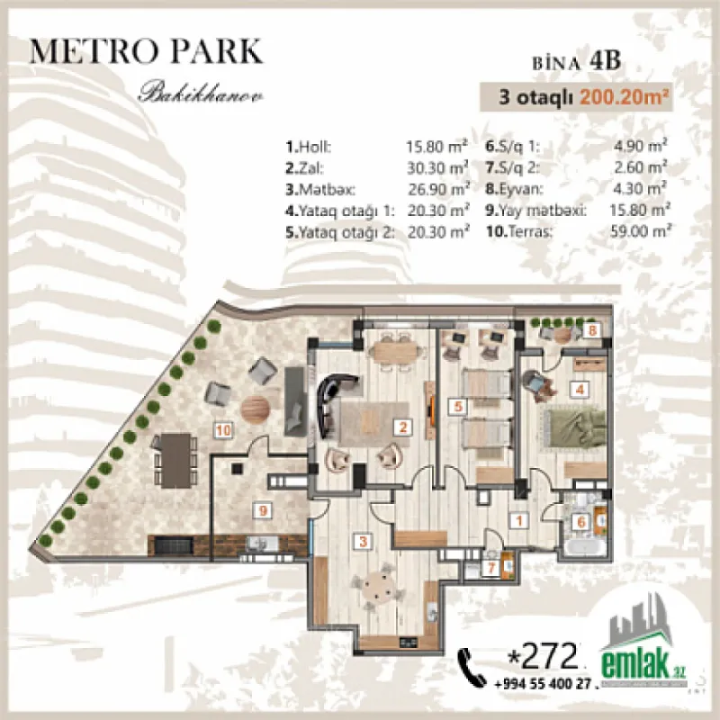 Satılır 3 otaqlı yeni tikili 200.2 m²