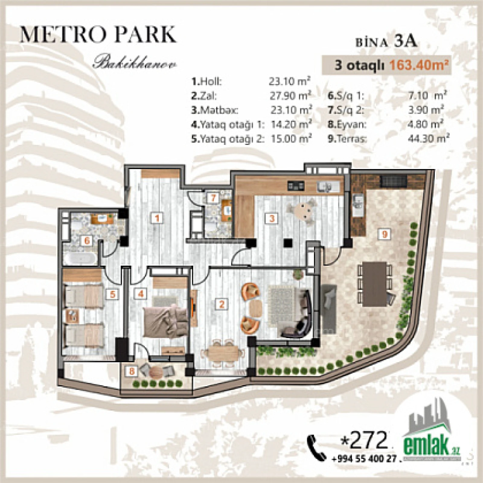 Satılır 3 otaqlı yeni tikili 163.4 m²