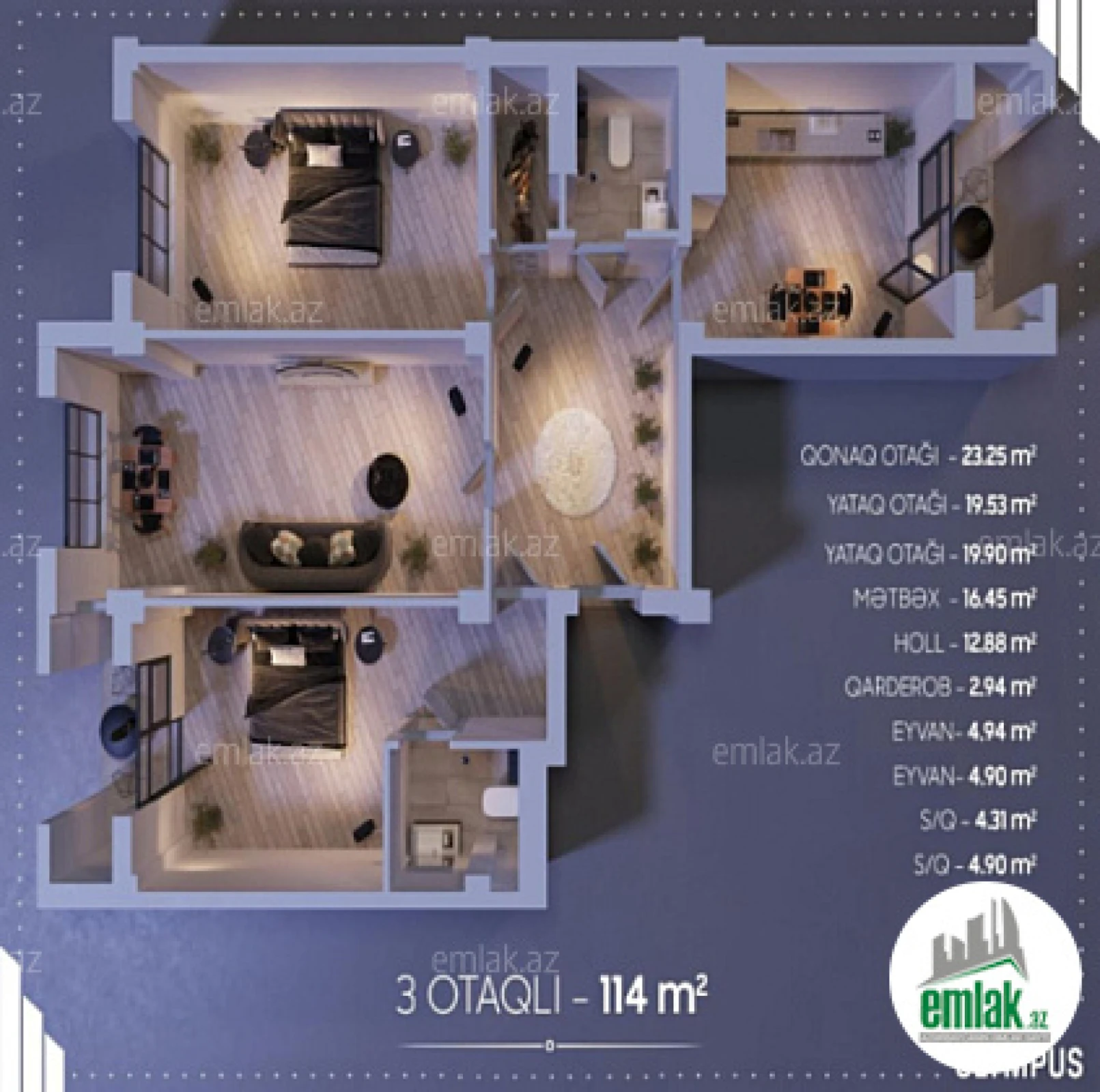 Satılır 3 otaqlı yeni tikili 114 m²