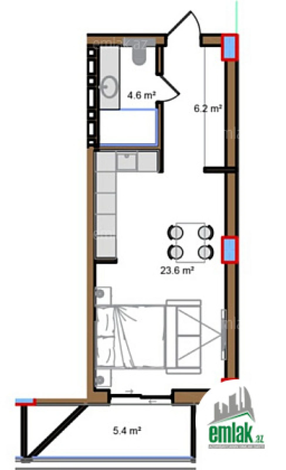 Satılır 1 otaqlı yeni tikili 49.9 m²