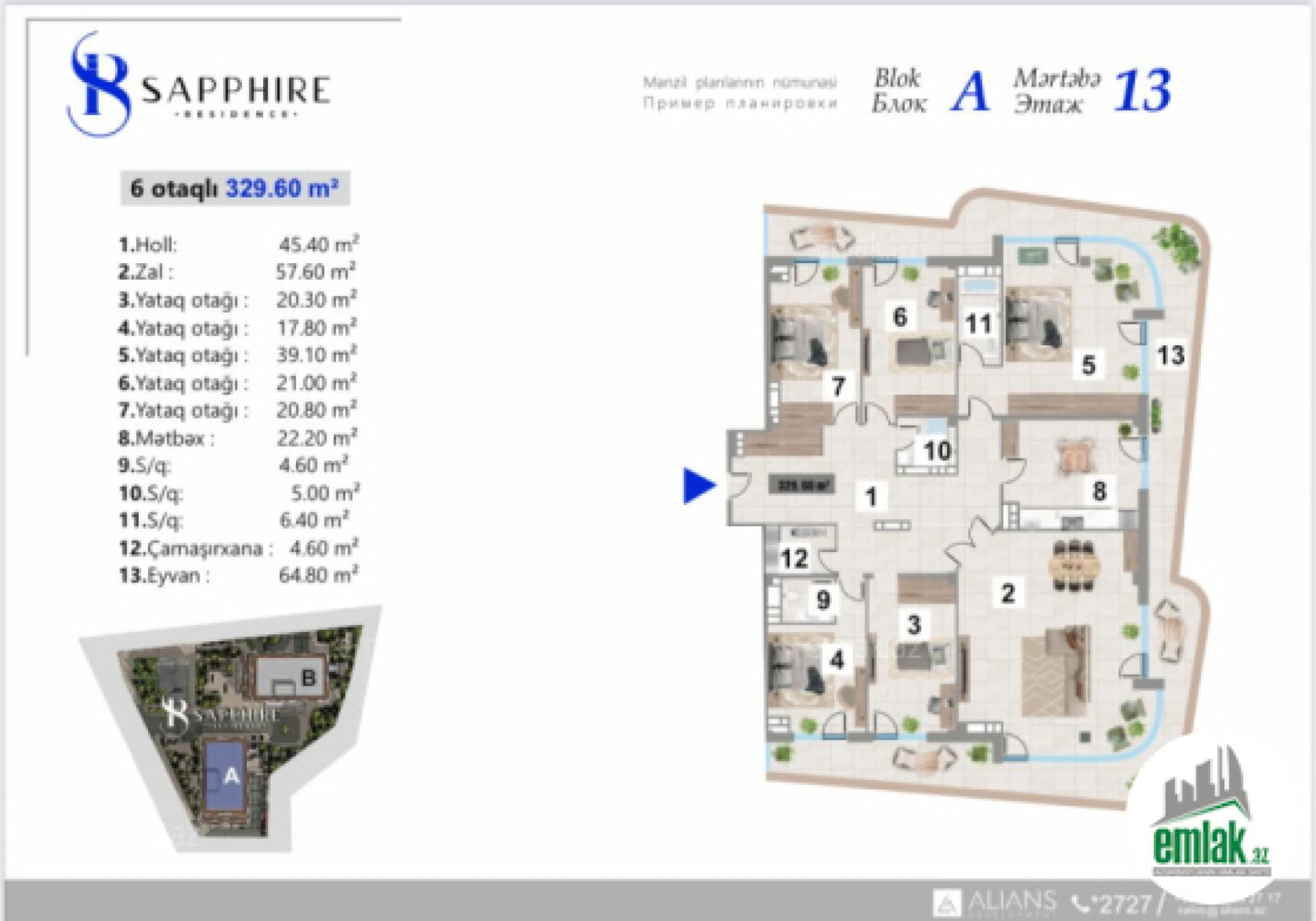 Satılır 6 otaqlı yeni tikili 329.6 m²