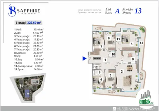 Satılır 6 otaqlı yeni tikili 329.6 m²