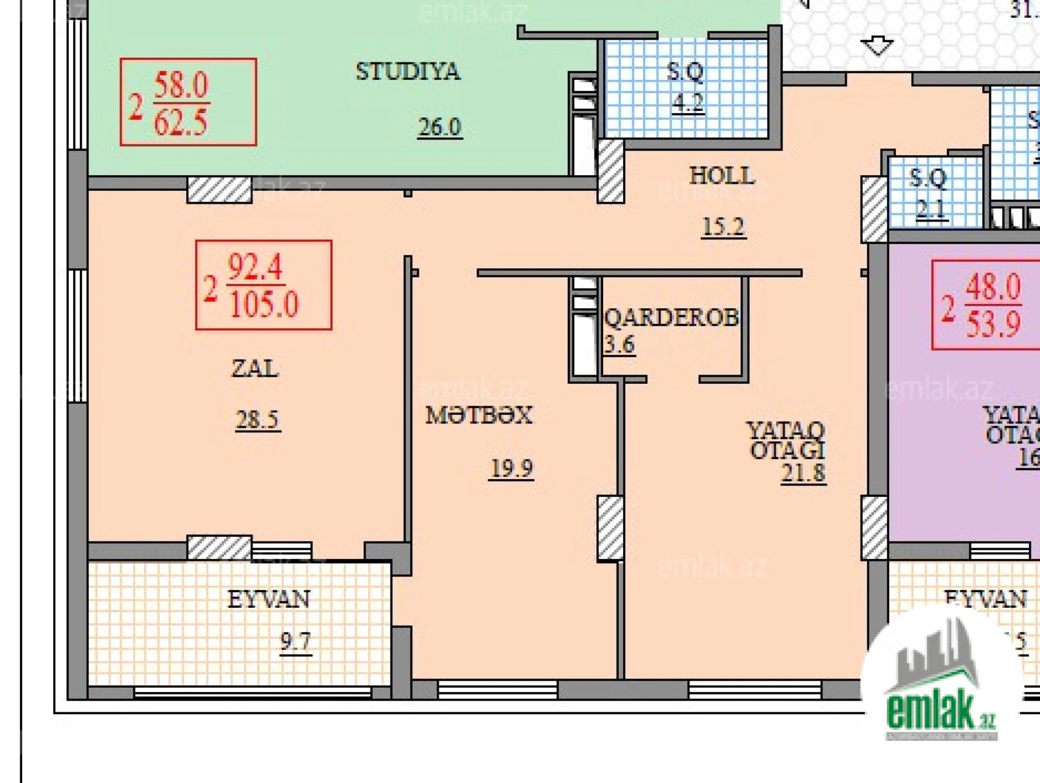 Satılır 2 otaqlı yeni tikili 105 m²