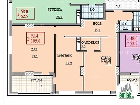 Satılır 2 otaqlı yeni tikili 105 m² — Bakı 2 otaq 105.00 m²