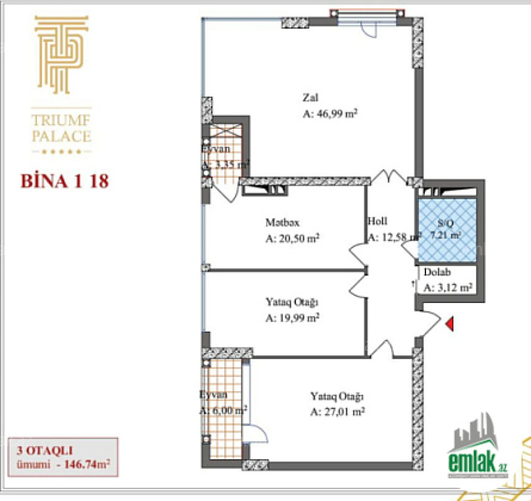 Satılır 3 otaqlı yeni tikili 147 m²