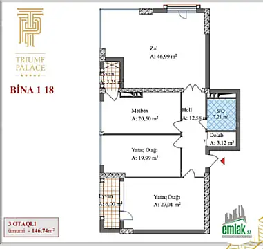 Satılır 3 otaqlı yeni tikili 147 m²