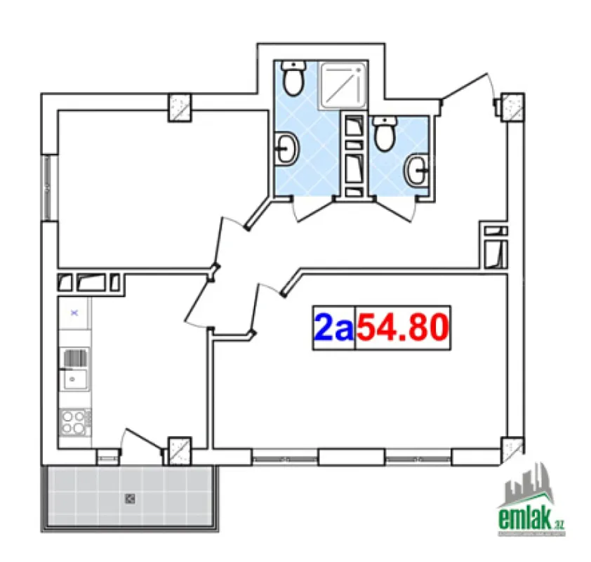 Satılır 2 otaqlı yeni tikili 54.8 m²