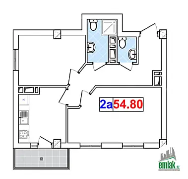 Satılır 2 otaqlı yeni tikili 54.8 m²