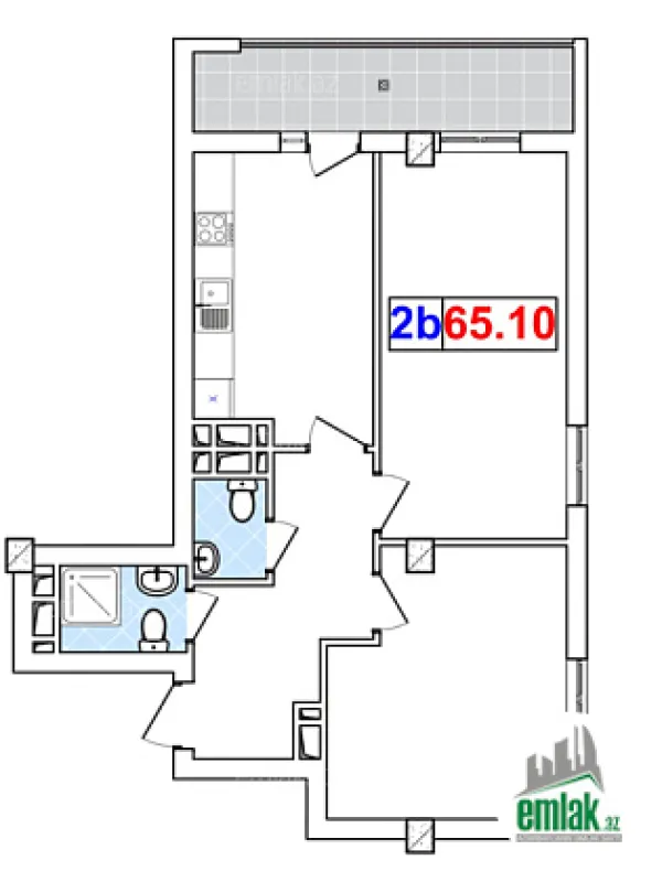 Satılır 2 otaqlı yeni tikili 65.1 m²