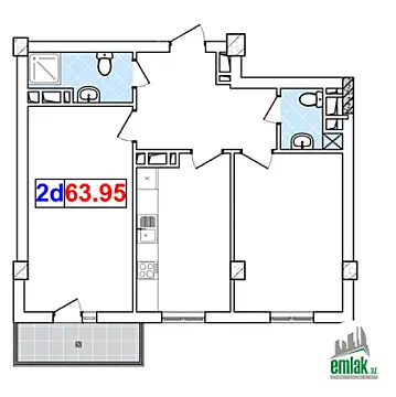 Satılır 2 otaqlı yeni tikili 63.95 m²