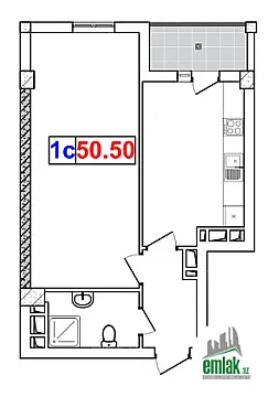 Satılır 1 otaqlı yeni tikili 50.5 m²