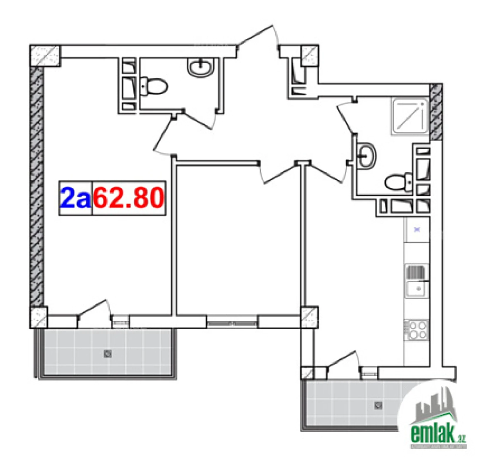 Satılır 2 otaqlı yeni tikili 62.8 m²