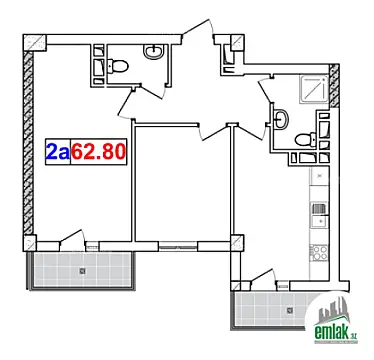 Satılır 2 otaqlı yeni tikili 62.8 m²