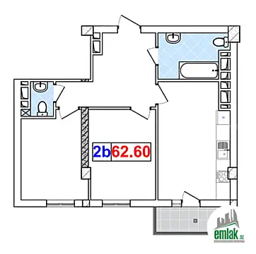 Satılır 2 otaqlı yeni tikili 62.6 m²