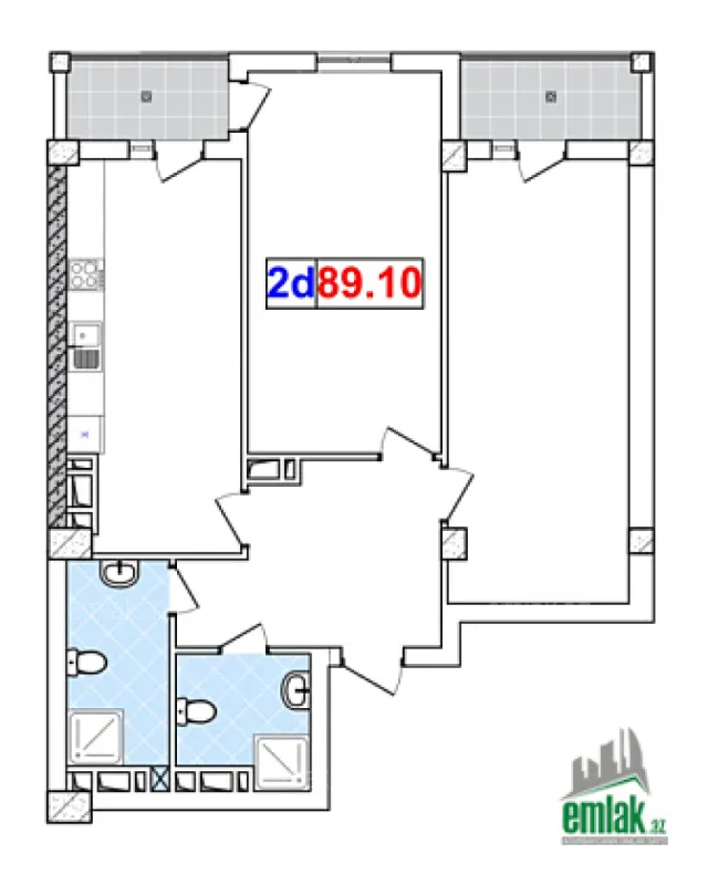 Satılır 2 otaqlı yeni tikili 89.1 m²
