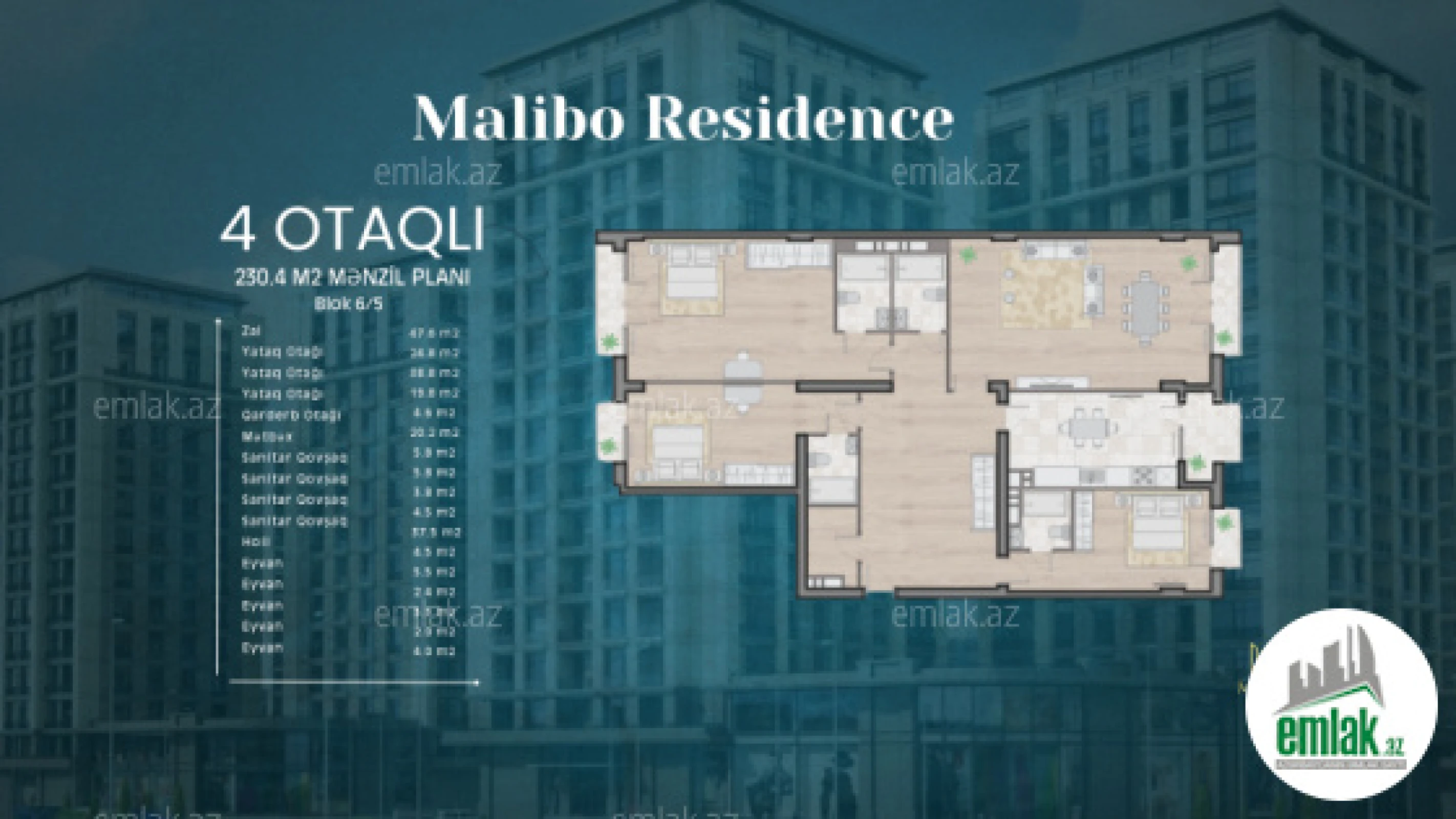 Satılır 4 otaqlı yeni tikili 230.4 m²