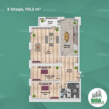Satılır 3 otaqlı yeni tikili 110.2 m²