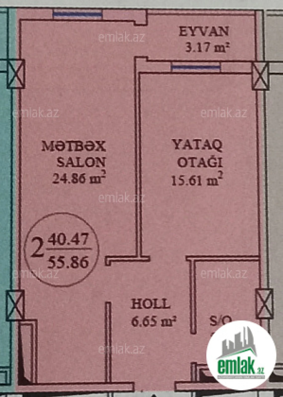 Satılır 2 otaqlı yeni tikili 56 m²