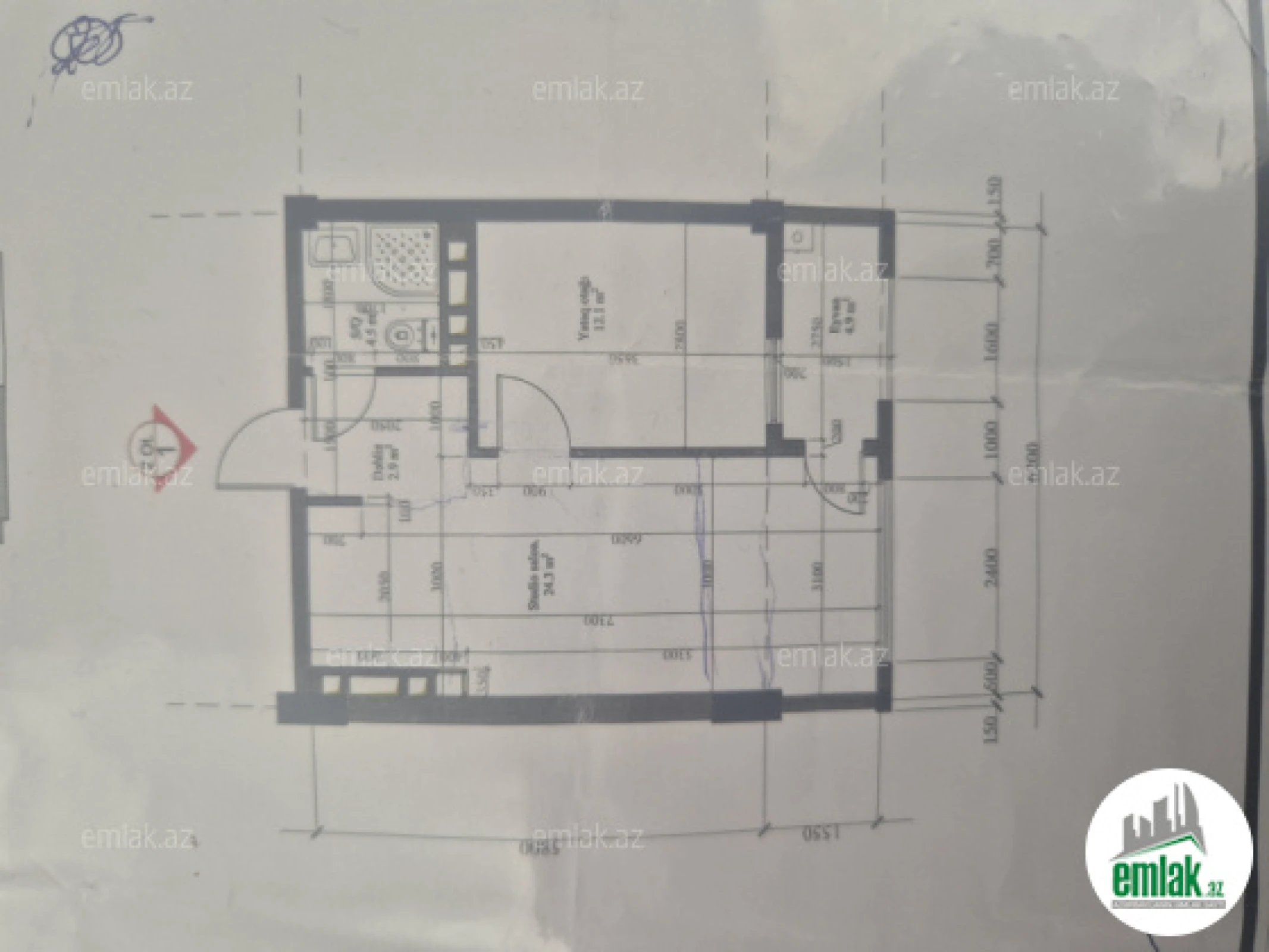 Satılır 2 otaqlı yeni tikili 48.7 m²