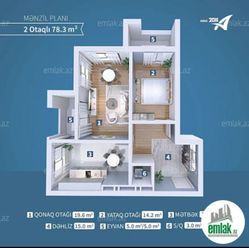 Satılır 2 otaqlı yeni tikili 80 m²