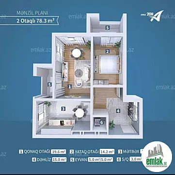 Satılır 2 otaqlı yeni tikili 80 m² — Bakı, 3-cü mikrorayon 2 otaq 80.00 m²