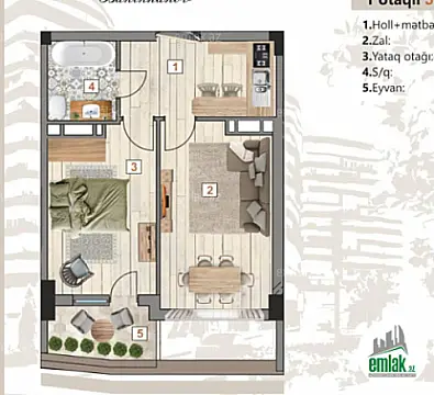 Satılır 1 otaqlı yeni tikili 51.2 m²
