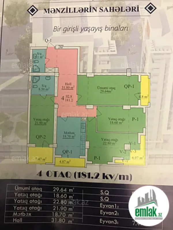 Satılır 4 otaqlı yeni tikili 181 m²