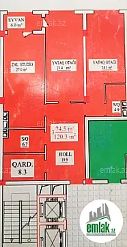 Satılır 3 otaqlı yeni tikili 120 m²