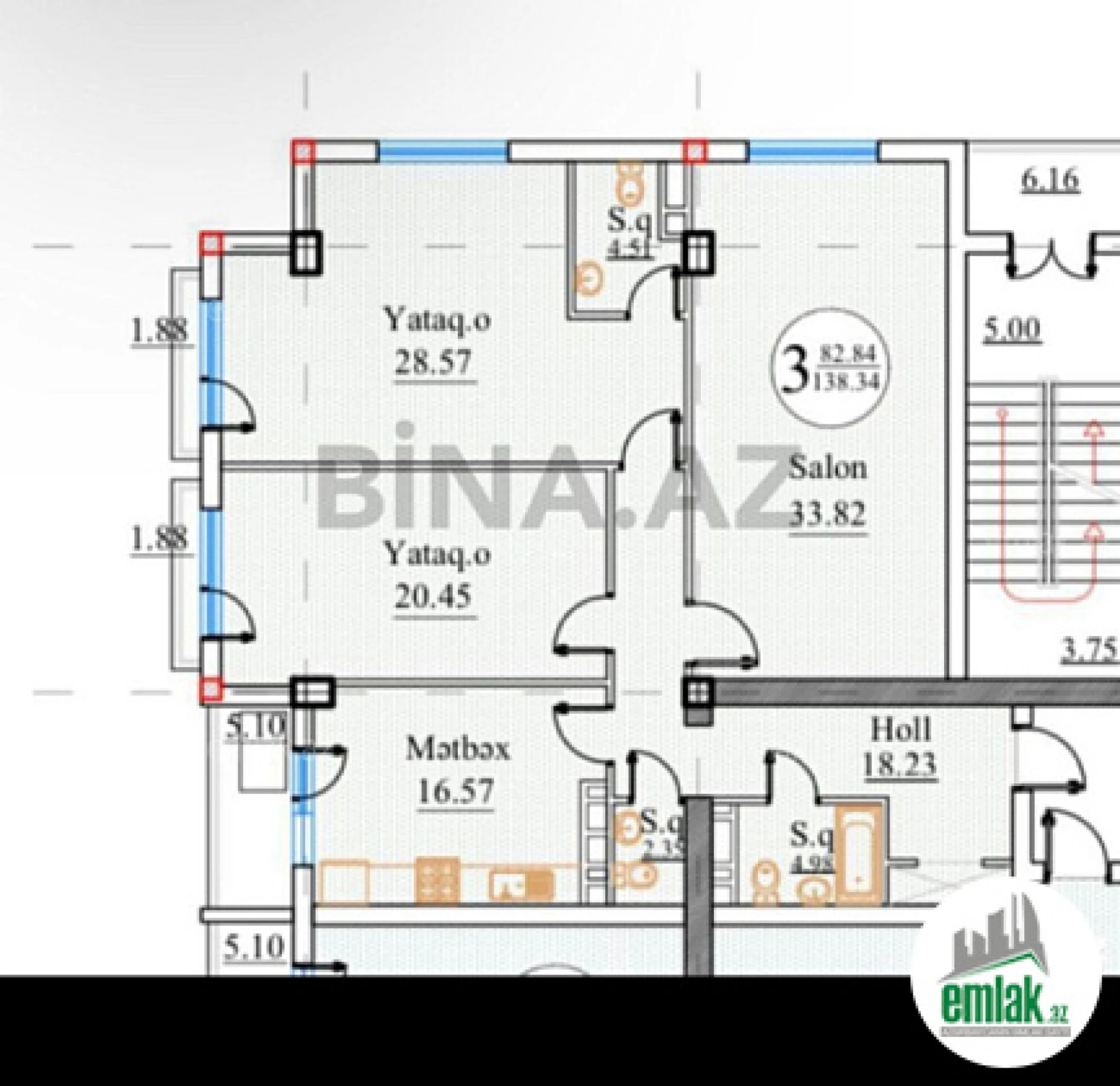 Satılır 3 otaqlı yeni tikili 138 m²